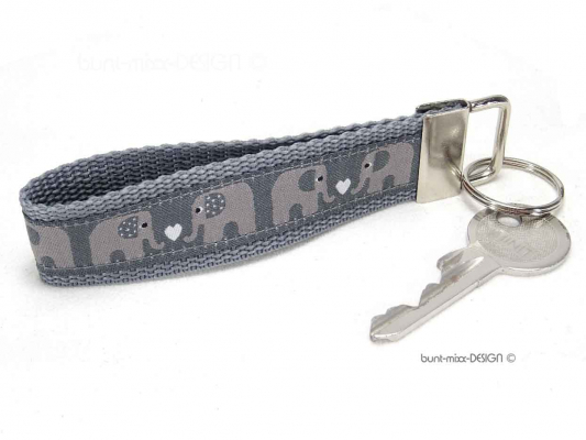 Schlüsselanhänger Elefant grau mit Herz | Schlüsselring | handmade by BuntMixxDESIGN